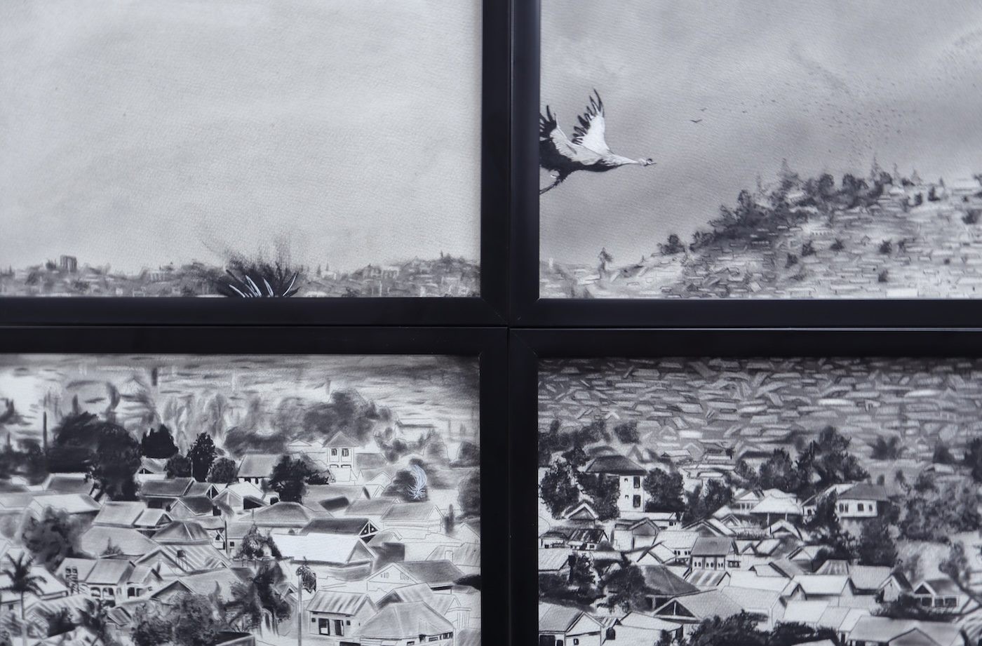 Trevor Aloka, Surveillances, 2023, (detail) at Silent Invasions: The Art of Material Hacking. Photo: Wasswa James