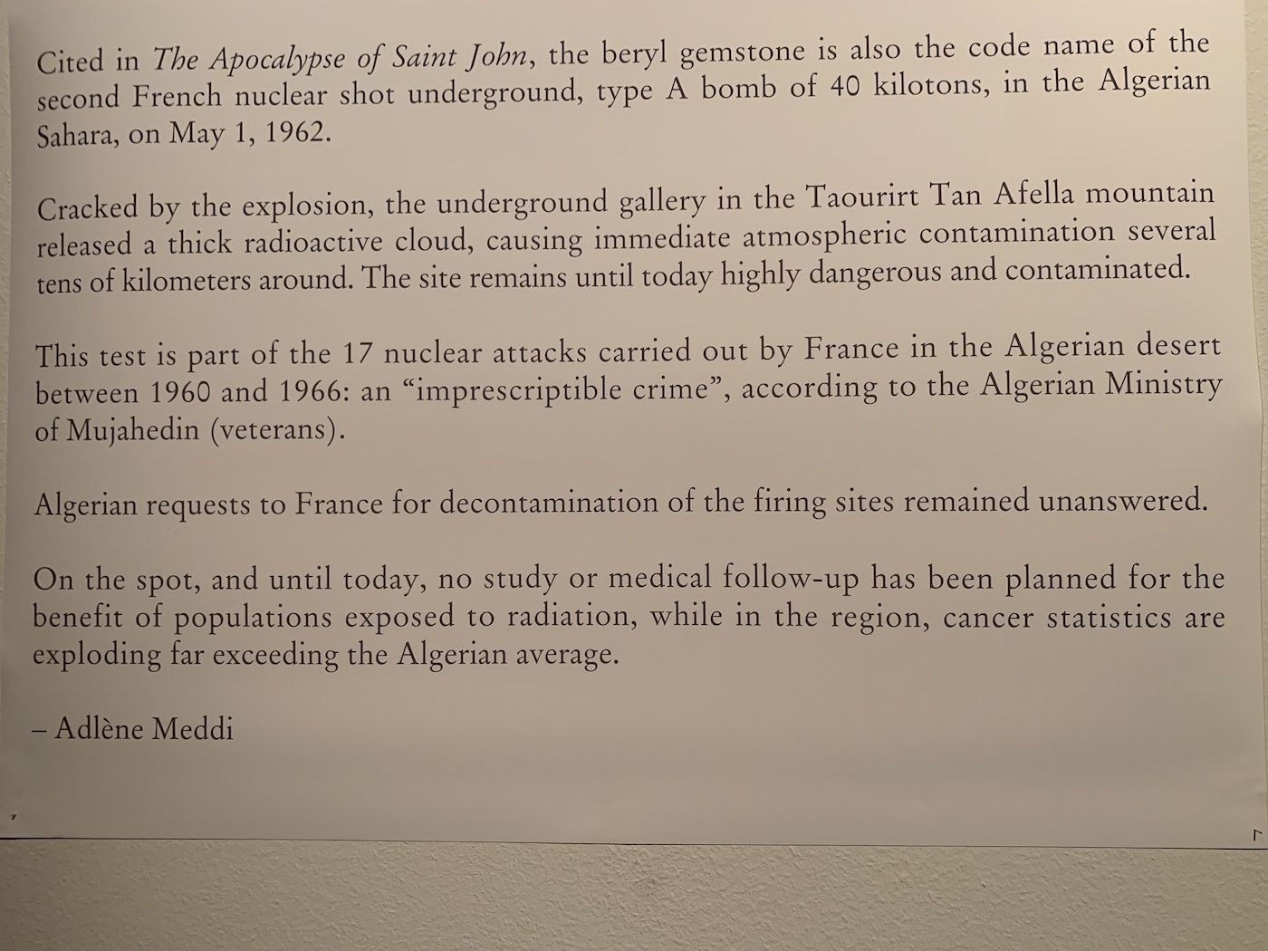 Ammar Bouras, “24°3’55”N 5°3’23”E #7″, 2016. Installation View at 12th Berlin Biennale, Akademie der Künste, Hanseatenweg. Photo: C&amp;