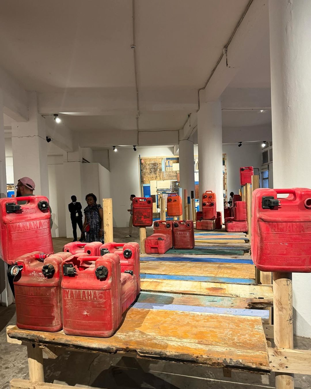 Hamedine Kane. Installation view of „Export-Import” featuring works by Younes Baba-Ali, Mbaye Diop, and Hamedine Kane. Photo: Marie Hélène Pereira.