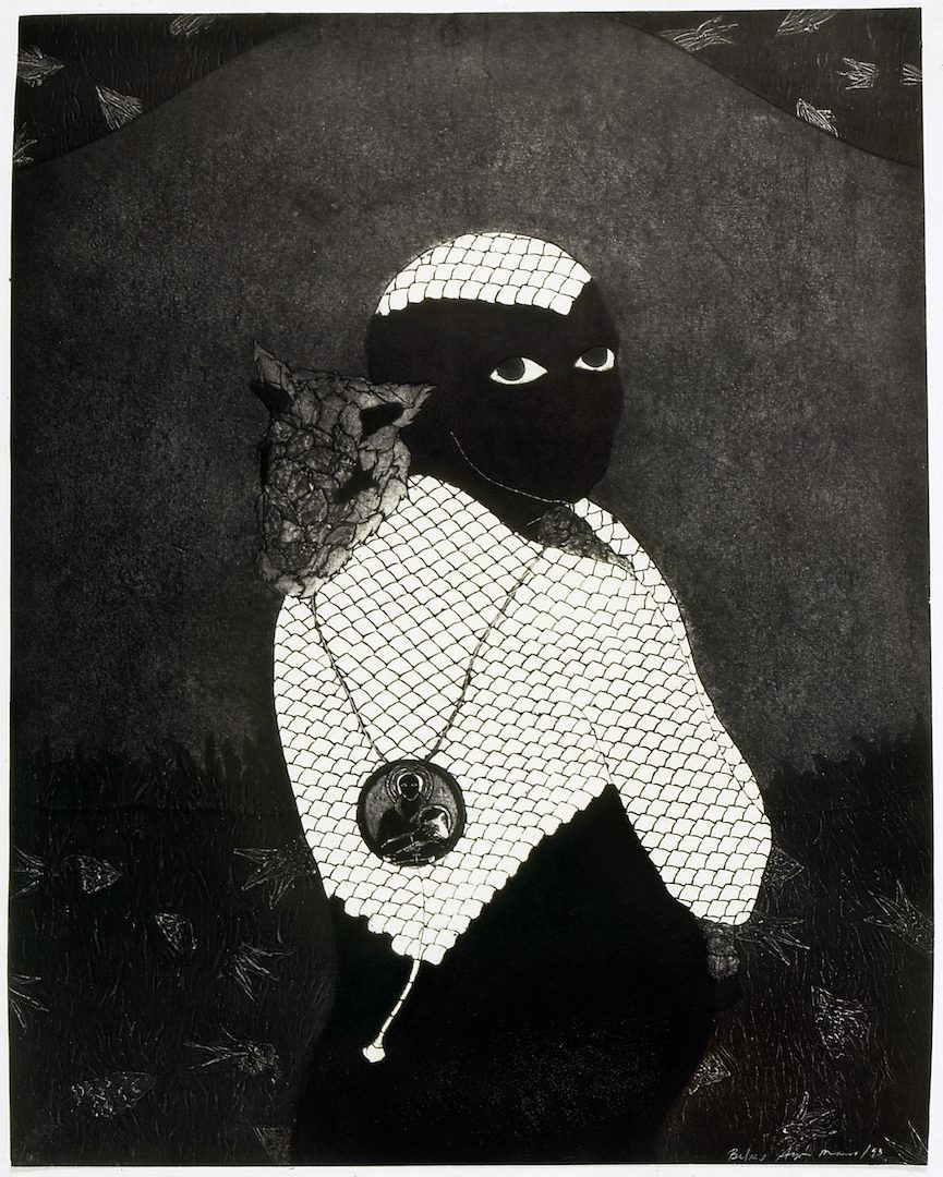 Belkis Ayón, Sin título (Sikán con chivo) (Untitled (Sikán with Goat)), 1993. Collograph. Collection of the Belkis Ayón Estate. Courtesy of Fowler Museum