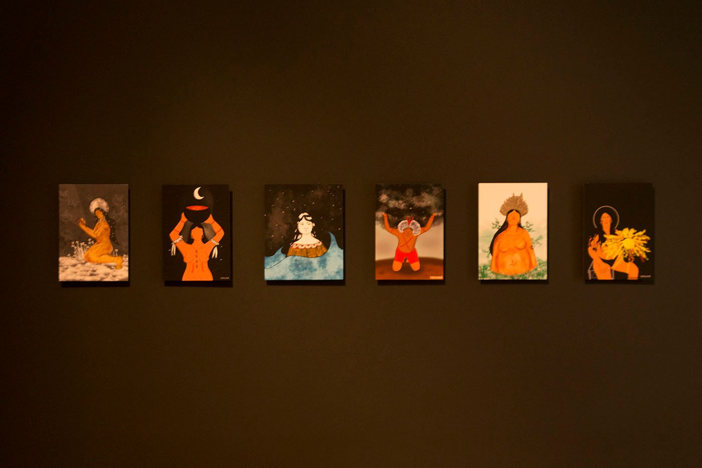 Digital illustrations by Yacunã Tuxá, 2019. Exhibition “Véxoa – We Know”. Photo: promotion.