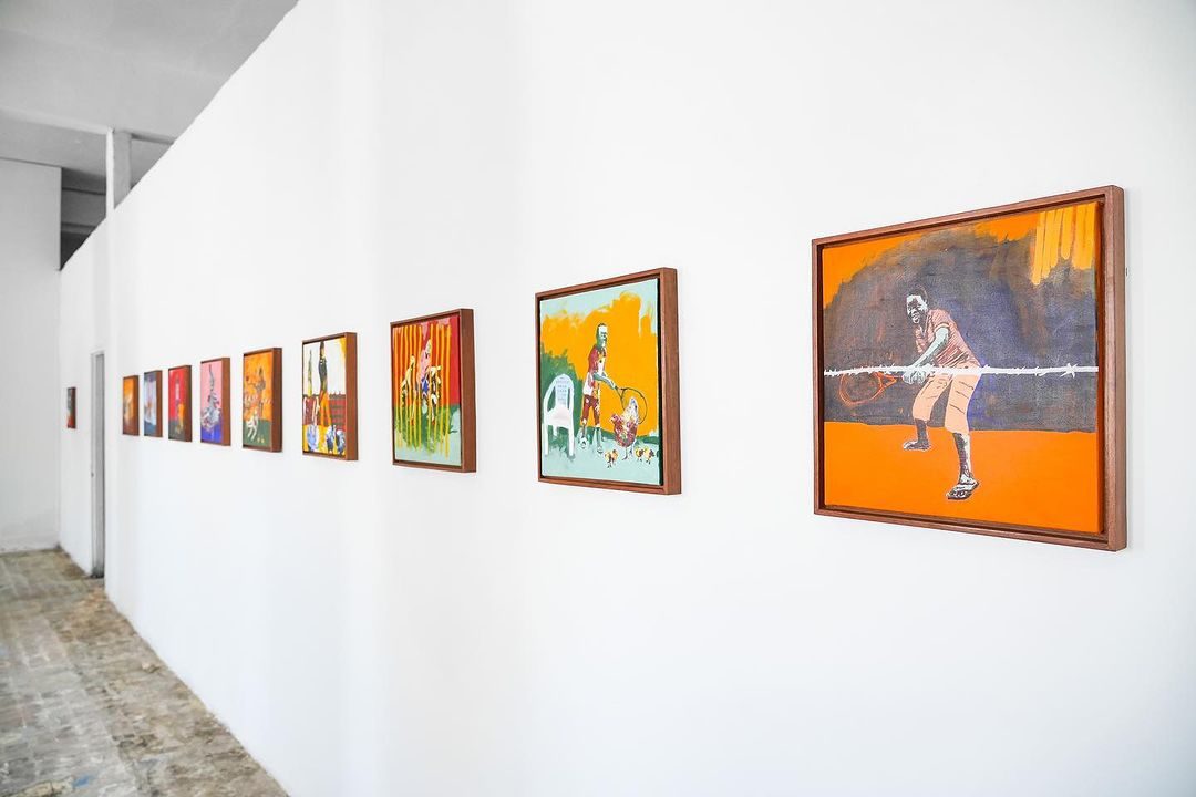 Mbaye Diop. Installation view of „Export-Import” featuring works by Younes Baba-Ali, Mbaye Diop, and Hamedine Kane. Photo: Morel Donou: Courtesy of Selebe Yoon.