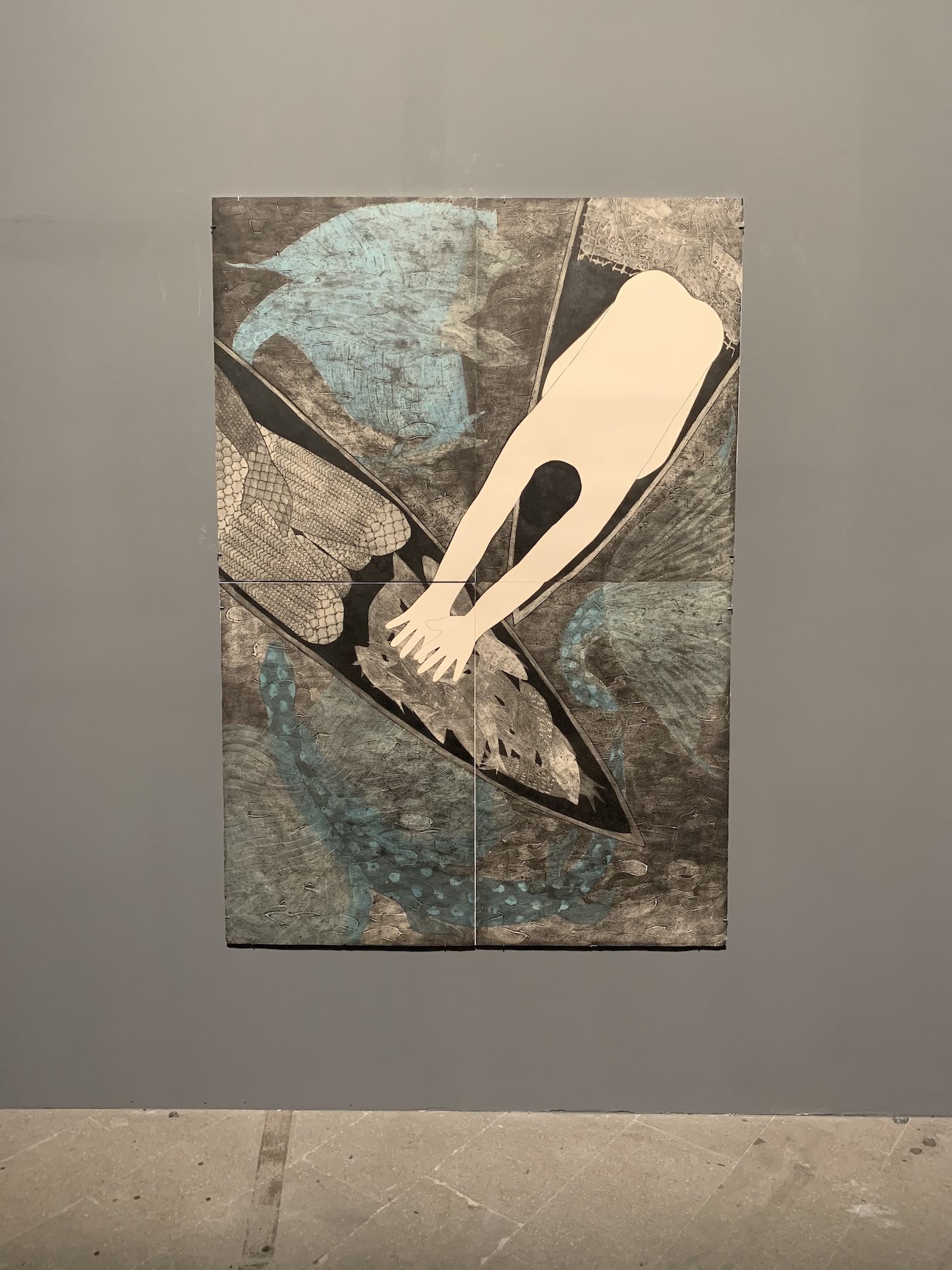 Belkis Ayón, La Pesca, 1989. Installation View of “The Milk of Dreams” at Arsenale. Photo: C&amp;