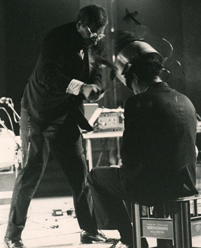 Ben Patterson's restaging of Nam June Paik's "One for the Violin," 1962, (Photo by Wolfgang Traeger, courtesy of the artist)