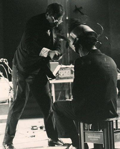 Ben Patterson's restaging of Nam June Paik's "One for the Violin," 1962, (Photo by Wolfgang Traeger, courtesy of the artist)