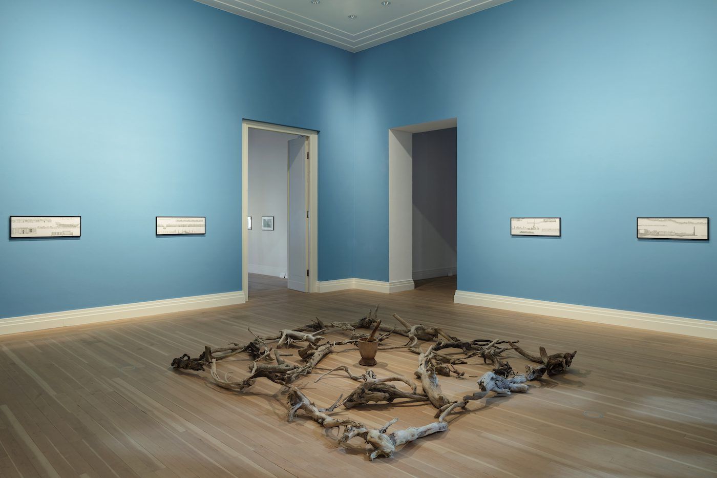 Indigo Waves and Other Stories: Re-Navigating the Afrasian Sea and Notions of Diaspora, Shiraz Bayjoo, Installation view, Gropius Bau (2023).