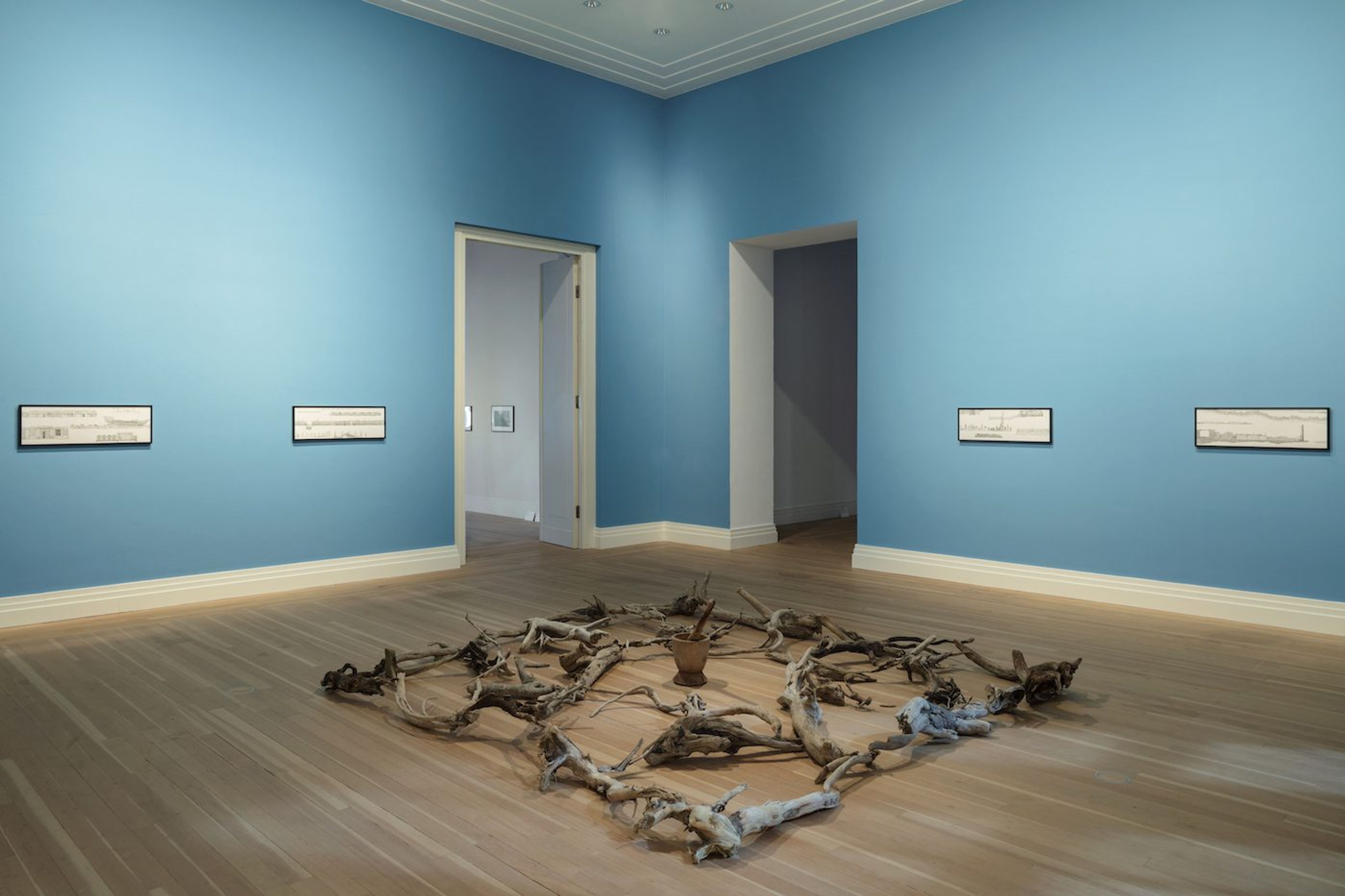 Indigo Waves and Other Stories: Re-Navigating the Afrasian Sea and Notions of Diaspora, Shiraz Bayjoo, Installation view, Gropius Bau (2023).