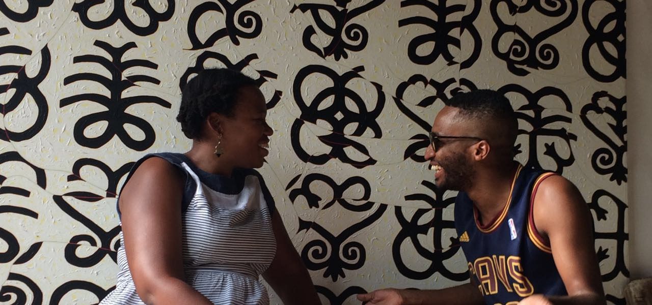 Accra Study Days, April 2016. Museum educator and researcher Thiago de Paula Souza (right) with artist Dineo Seshee Bopape (left), Accra Study Days, April 2016. Courtesy of the 32nd Bienal de São Paulo