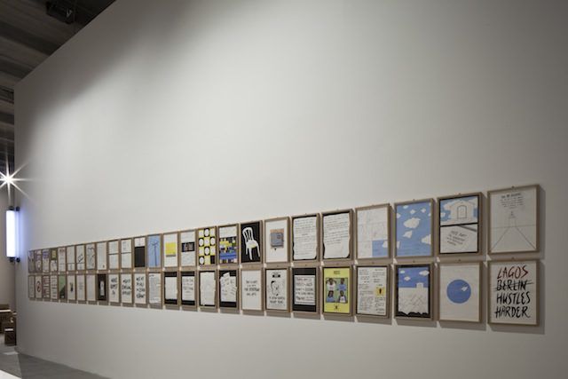 Karo Akpokiere, Zwischen Lagos und Berlin, 2015, cinquanta disegni, gouache, penna e matita su carta, 56th International Art Exhibition - la Biennale di Venezia, All the World's Futures. Photo by Alessandra Chemollo. Courtesy: la Biennale di Venezia