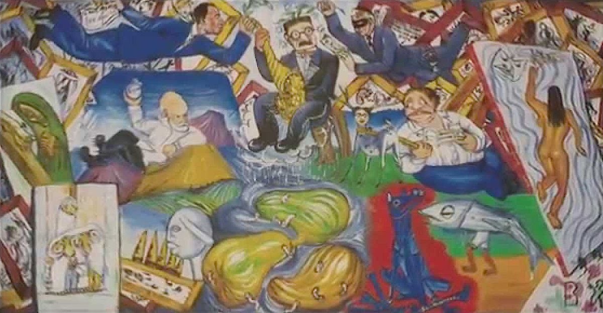 José Antonio Gómez Rosas, Satirical mural with images of Diego Rivera, Frida Kahlo, and other Mexican artists and politicians. Date unknown.
