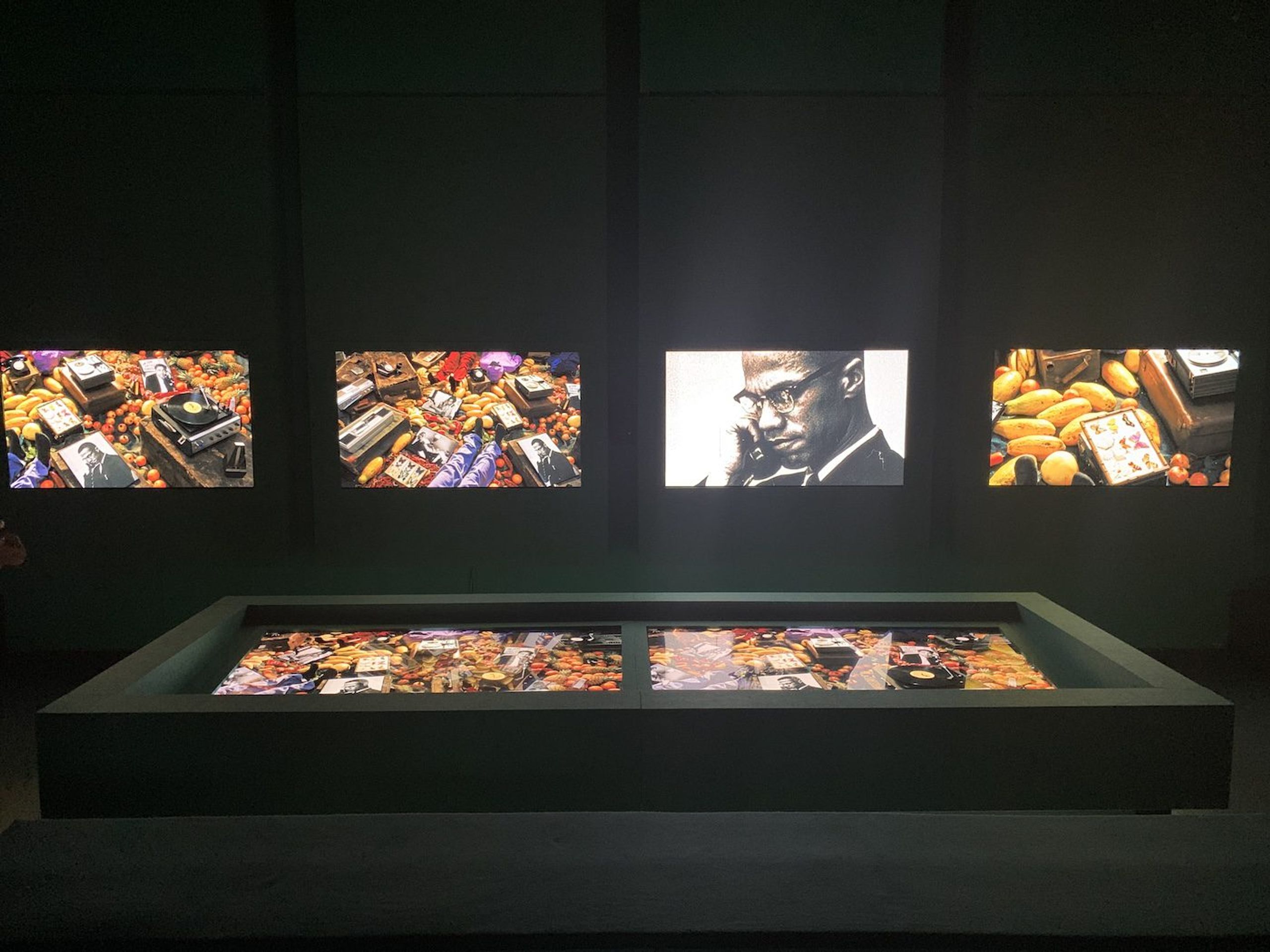 John Akomfrah. Installation View of National Pavilion of Great Britain, 60th Venice Biennale. Photo: C&