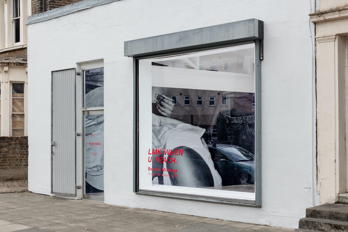 Bernice Mulenga, LMK WHEN U REACH, 2025. Installation view at Auto Italia, London, UK. Courtesy the artist and Auto Italia. Photographer: Jack Elliot Edwards.