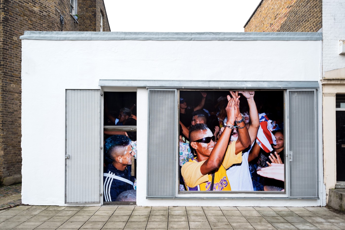 Jim C. Nedd, Fiesta en guacherna, Barranquilla, 2020. Installation view at Auto Italia, London, 2020. Photography: Lucy Parakhina. Courtesy of Auto Italia.