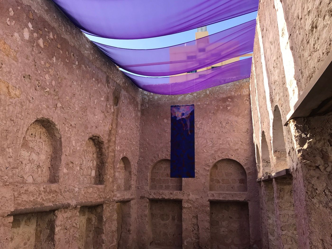 Basel Abbas and Ruanne Abou-Rahme, Until we became fire and fire us, 2023. Installation view at Sharjah Biennial 15. Photo: C&.