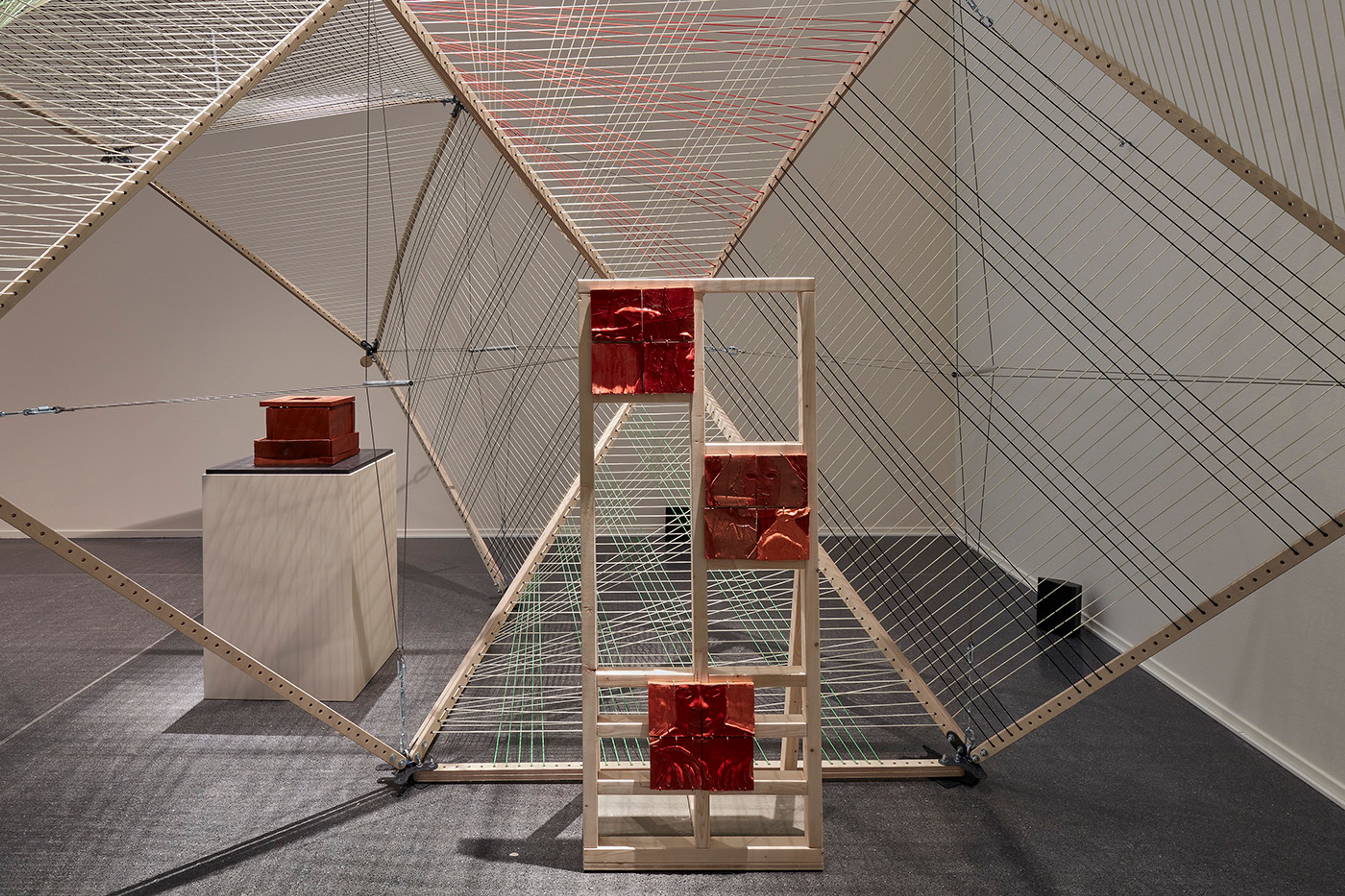 Studio Nyali, A House for a God, installation, wood, clay tiles, Soundscape. 2021. Photo: Jürgen Spiler/Dortmunder U.