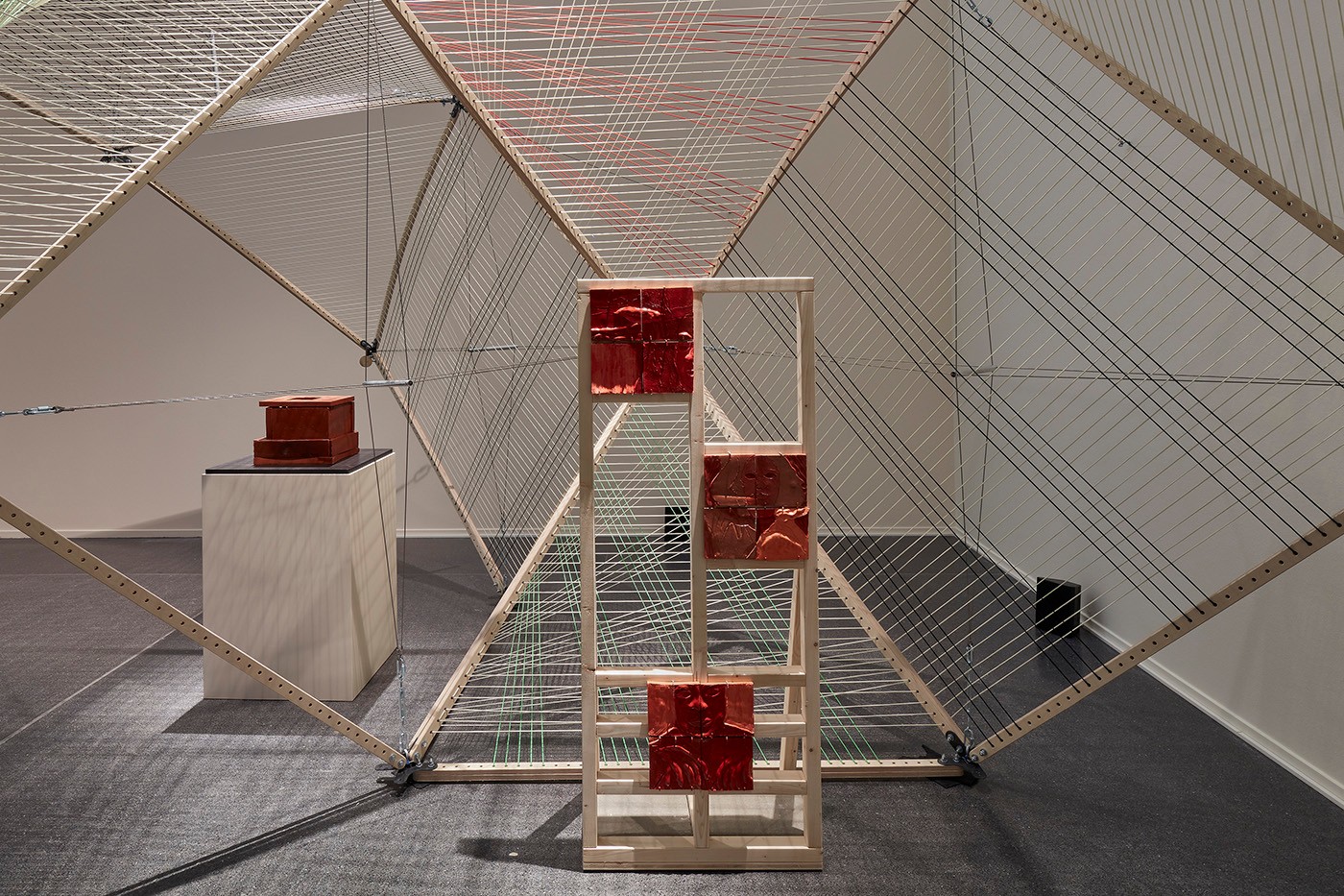 Studio Nyali, A House for a God, installation, wood, clay tiles, Soundscape. 2021. Photo: Jürgen Spiler/Dortmunder U.