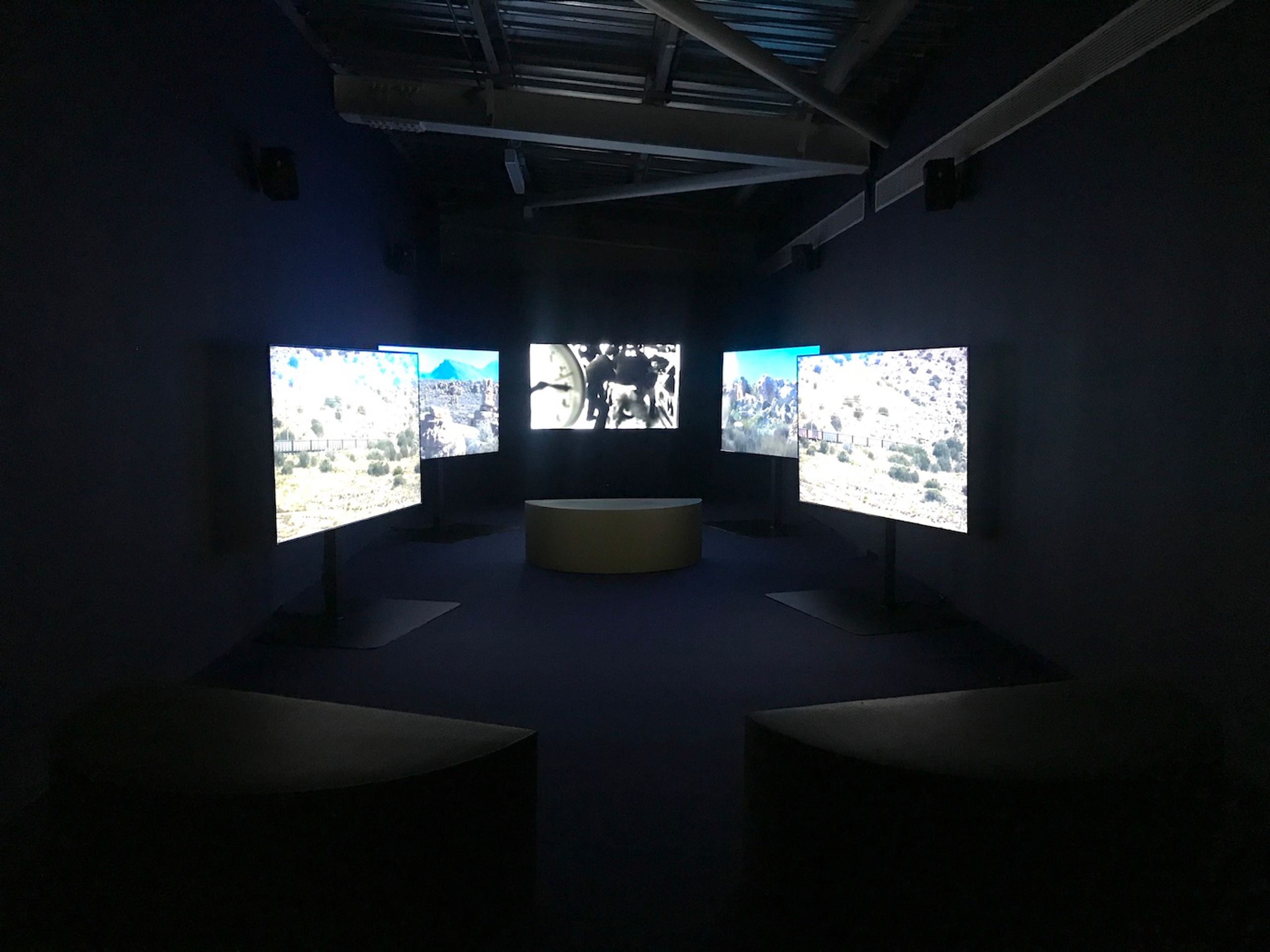 John Akomfrah, Becoming Wind (Detail). Installation view at Sharjah Biennial 15. Photo: C&.