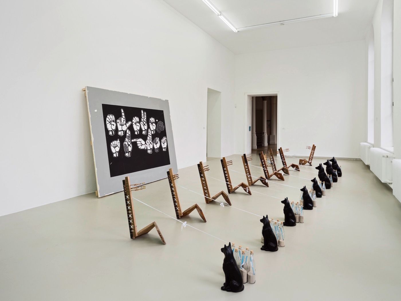 Kemang Wa Lehulere »Gladiolus«, 2016 and »Matric 2015«, 2018. Installation View at Kunstverein Hannover. Photo: Raimund Zakowski