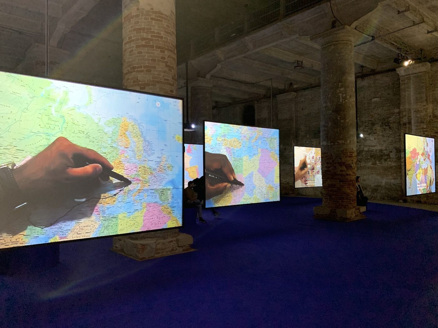 Bouchra Khalili. Installation View of 60th Venice Biennale „Foreigners Everywhere“ at Arsenale. Photo: C&