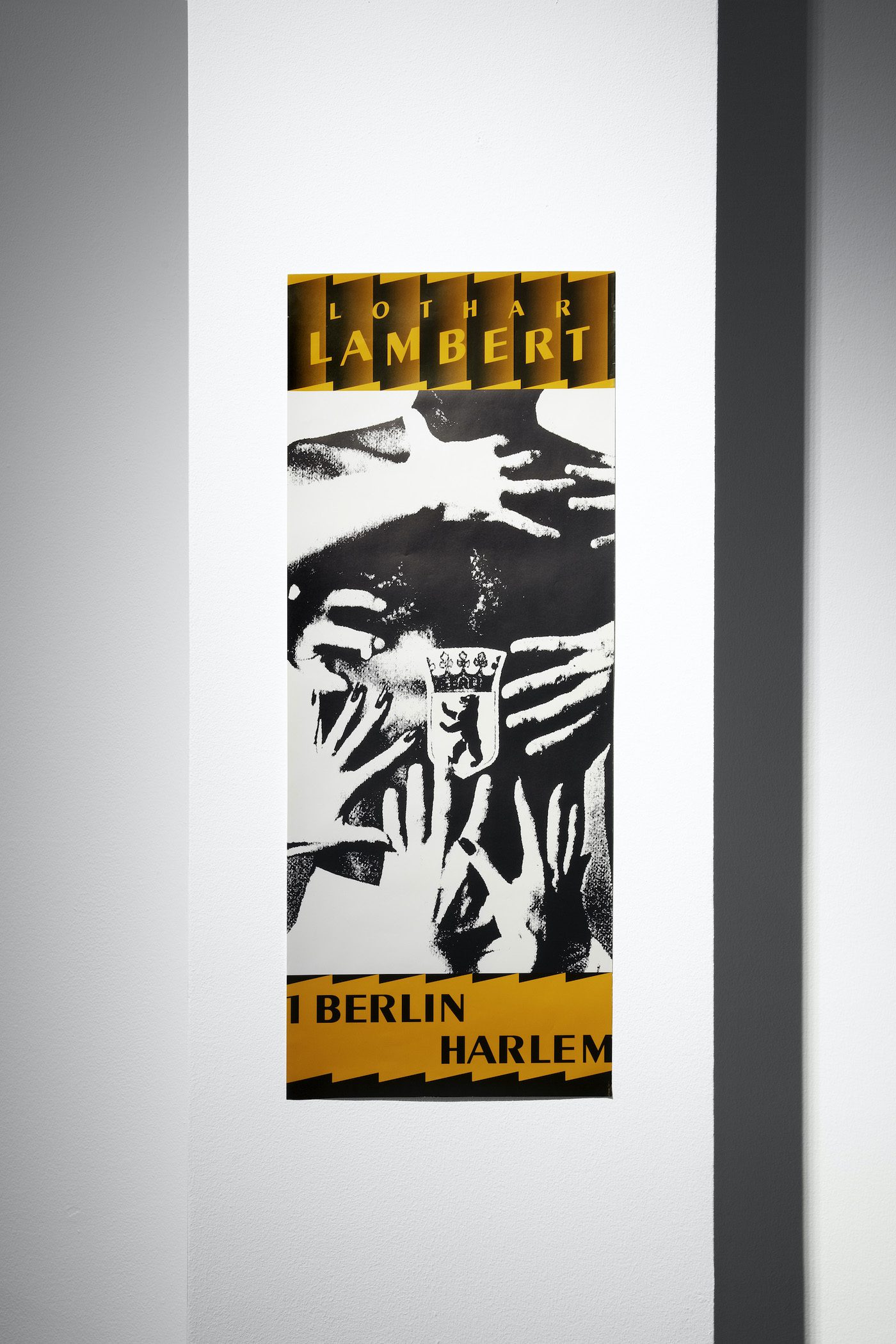 James Gregory Atkinson, ‘6 Friedberg-Chicago’ (Detail), 2021/22, film poster Lothar Lambert: 1 Berlin-Harlem, 1974, installation view Dortmunder Kunstverein. Courtesy: the artist, Dortmunder Kunstverein. Photo: Jens Franke