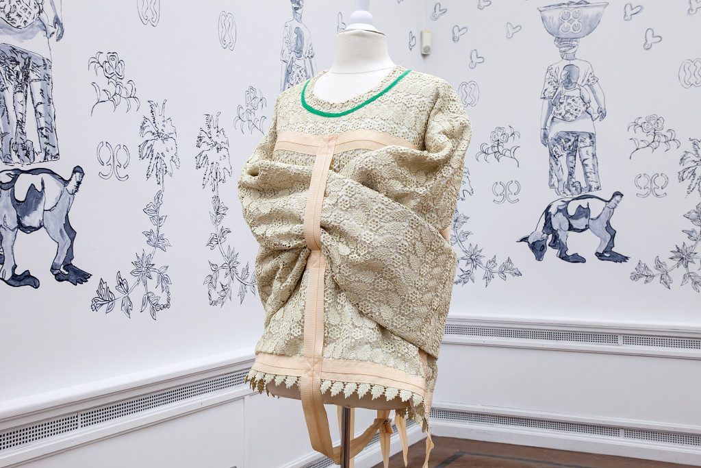 Godfried Donkor, Rebel Madonna Lace Collection (2016), Installation shot from EVA International – Ireland’s Biennial, 2016, Photo Miriam O’Connor, Courtesy the artist and EVA International - Ireland’s Biennial, Still (the) Barbarians, Limerick City, Ireland, 16 April – 17 July 2016, www.eva.ie