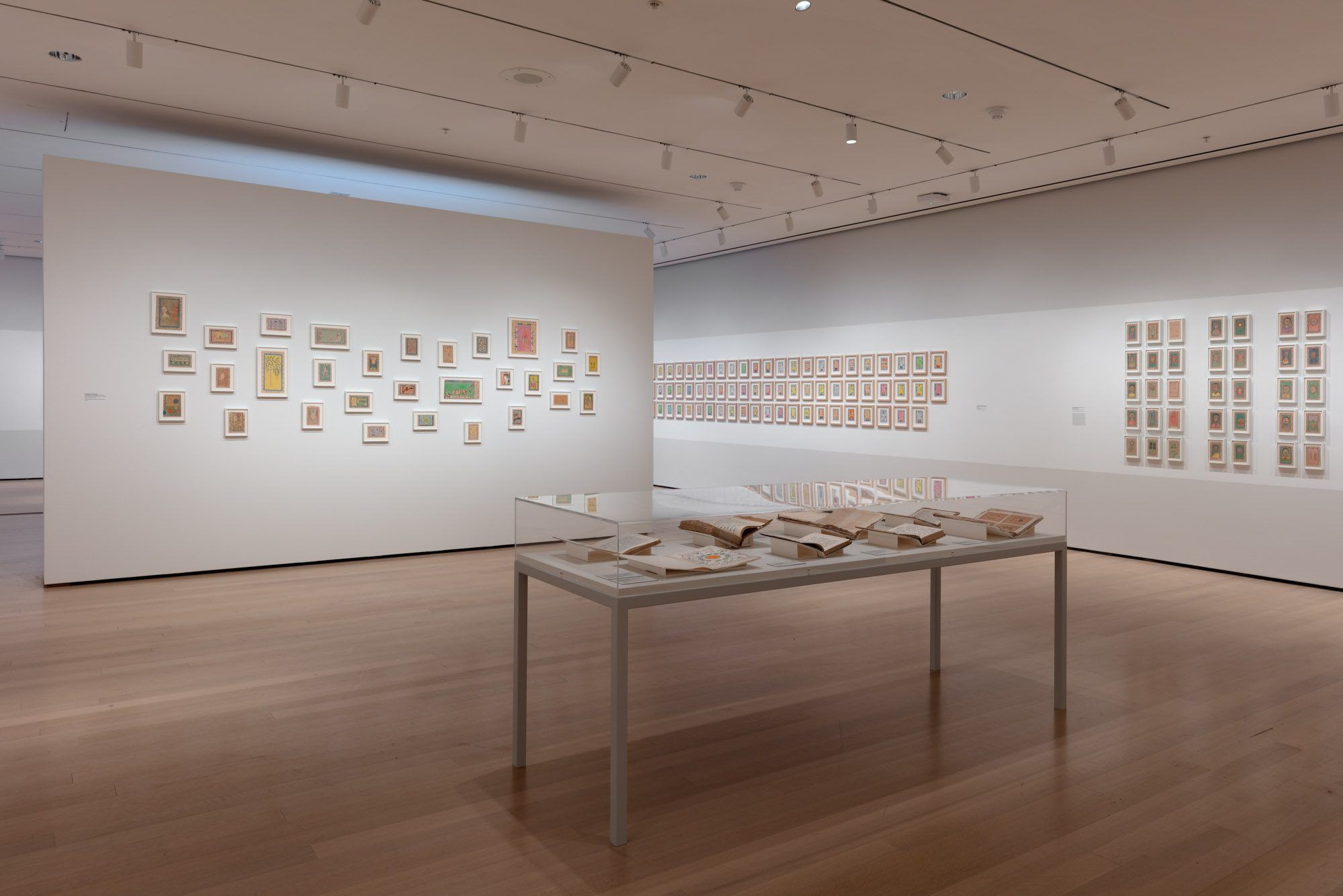 Installation view of Frédéric Bruly Bouabré: World Unbound, The Museum of Modern Art, New York, March 13, 2022 – August 13, 2022. © 2022 The Museum of Modern Art. Photo: Robert Gerhardt