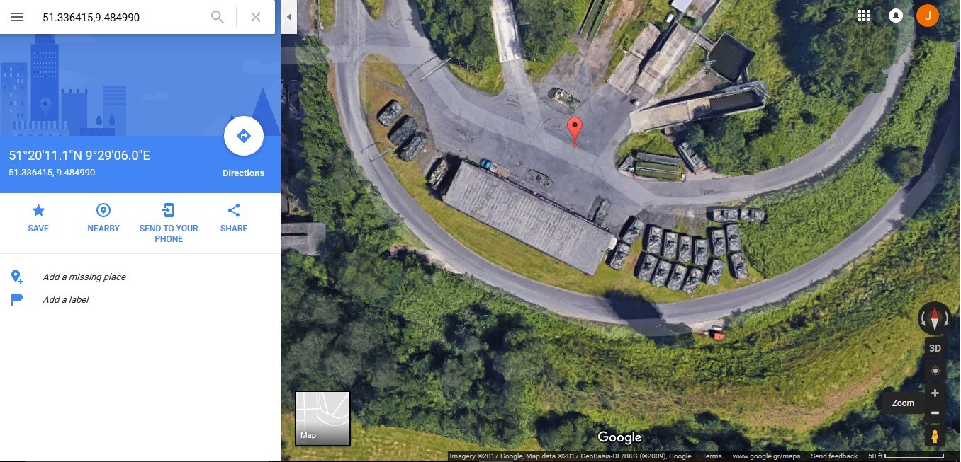 Screenshot of the location 51°20’11.1″N 9°29’06.0″E in the Google Earth map of Kassel. Photo: Courtesy of Angela Olga