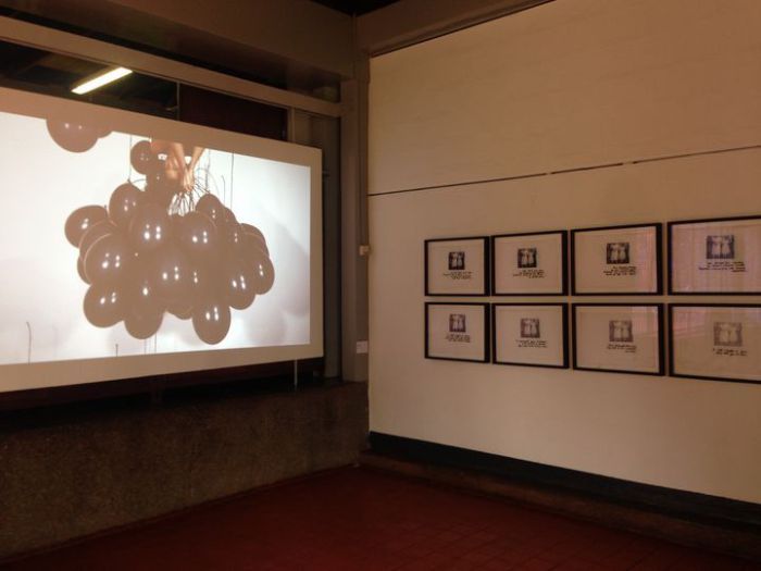 Artworks by Mwangi Hutter: Nothing Solid, 2015, video, and Wanja Kimani: Borrowed Intimacy, 2013, mixed media. Photo: Peters-Klaphake