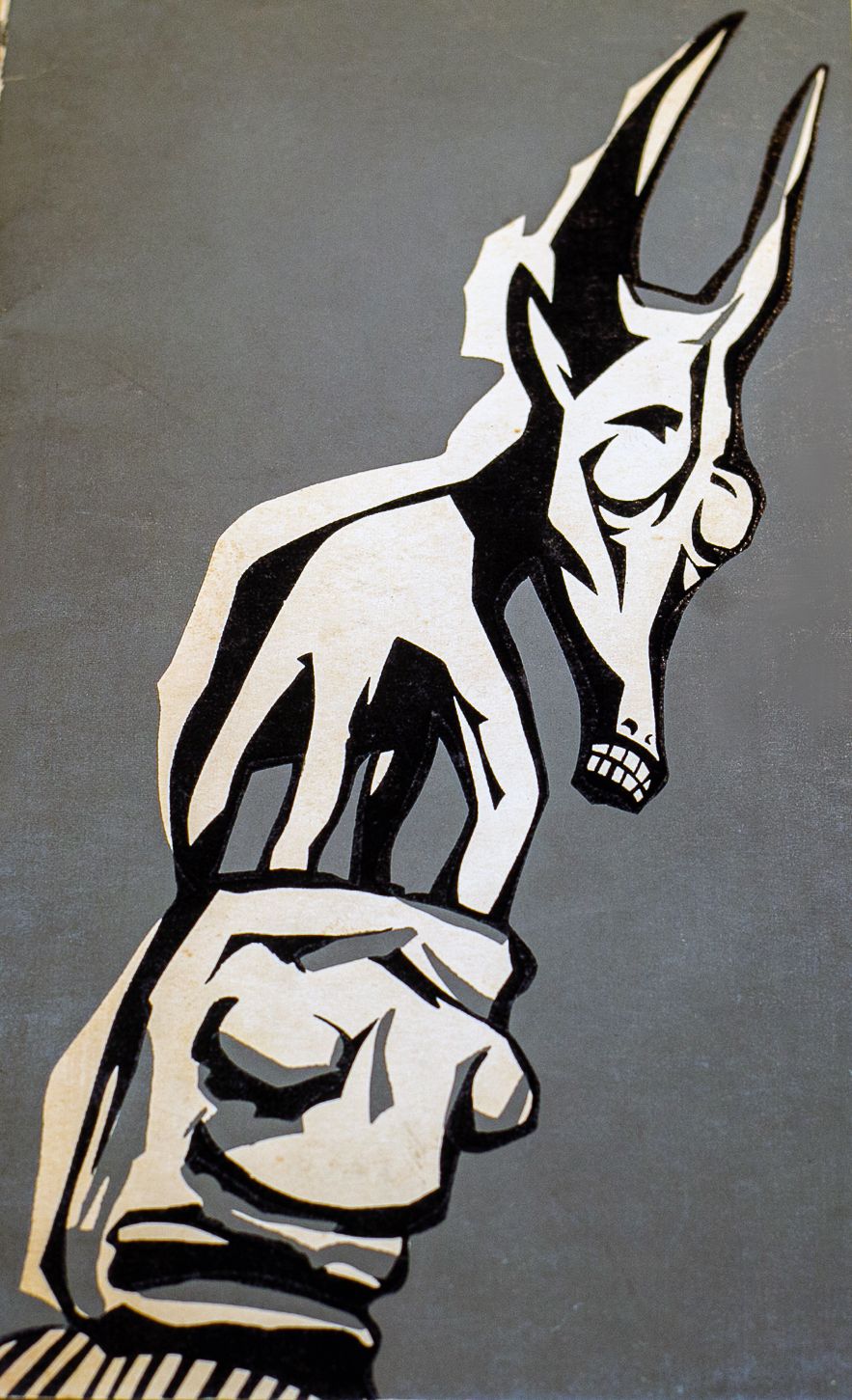 Cover of "BLACK ORPHEUS" magazine with a stylized black, white, and gray illustration of a hand and a horned, skeletal creature's head.