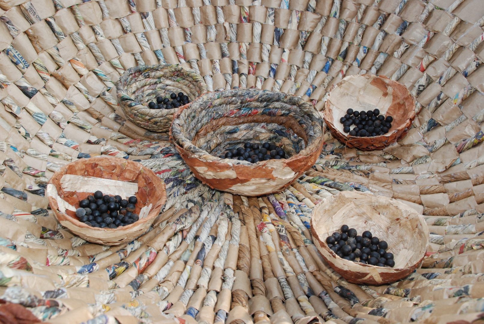 Sheila Natikende, Gwa Mululu, 2016. Waste paper and bark cloth. (Let's Talk About Omweso feature 2016). Courtesy of the artist