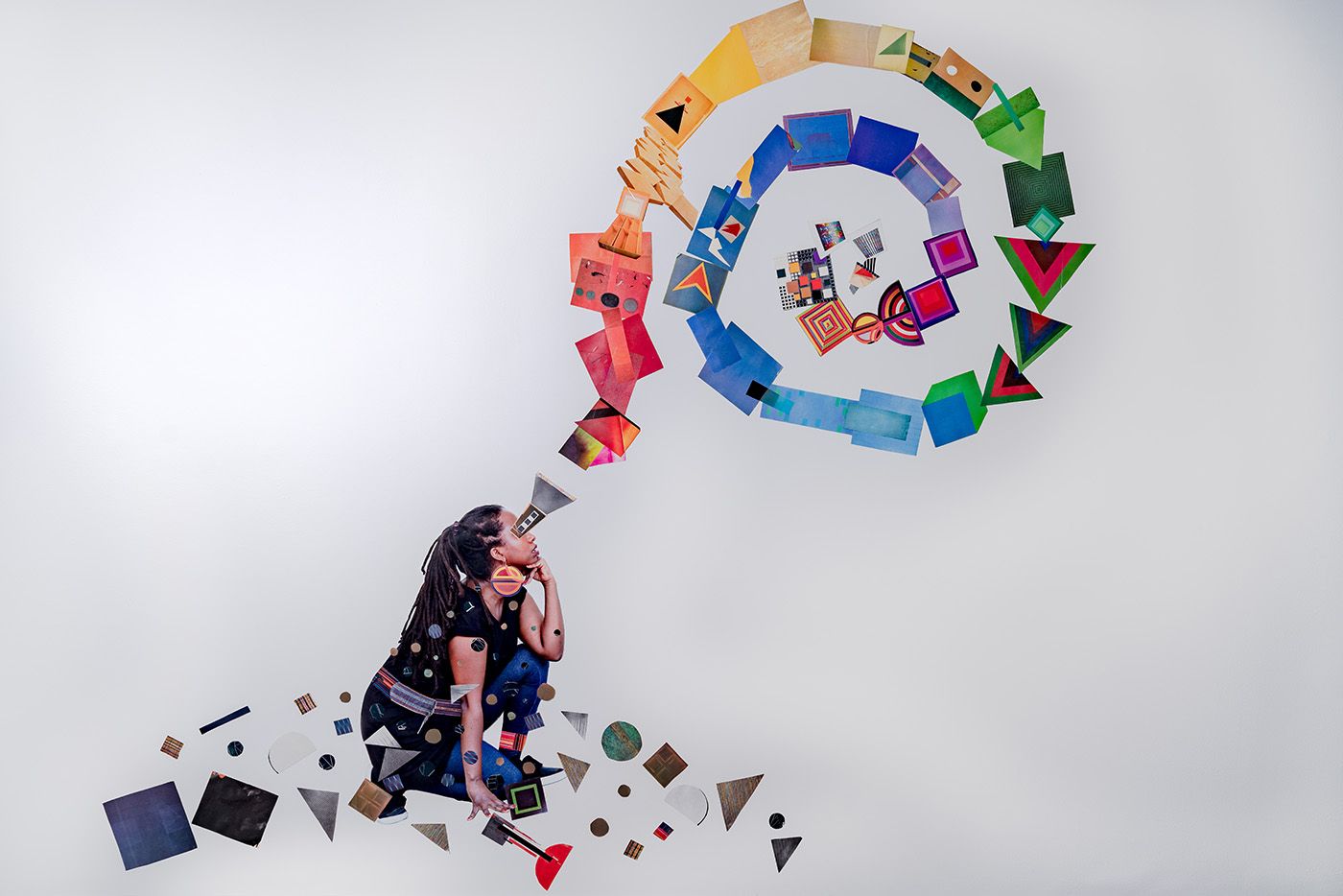 Helina Metaferia, My Oracle, 2019, mixed media collage,8' x 8’. Courtesy of the artist