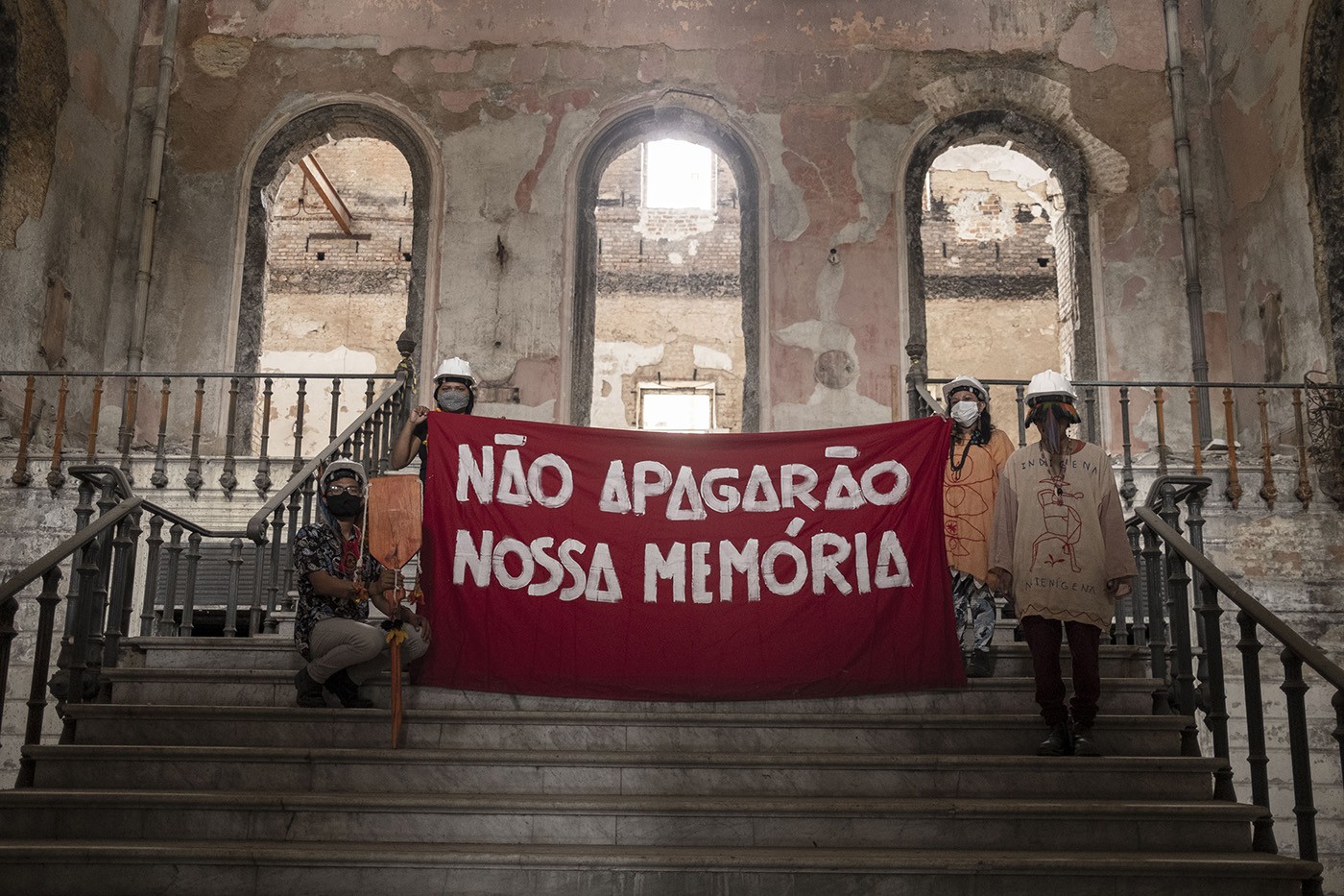 Gustavo Caboco, Roseane Wapichana, Lucilene Wapichana and Wanderson Wapixana, They Will Not Erase Our Memory, National Museum of Rio de Janeiro, photographic print on cotton paper, 1/6, 45 x 30 cm, 2021. Photo: Press Photo