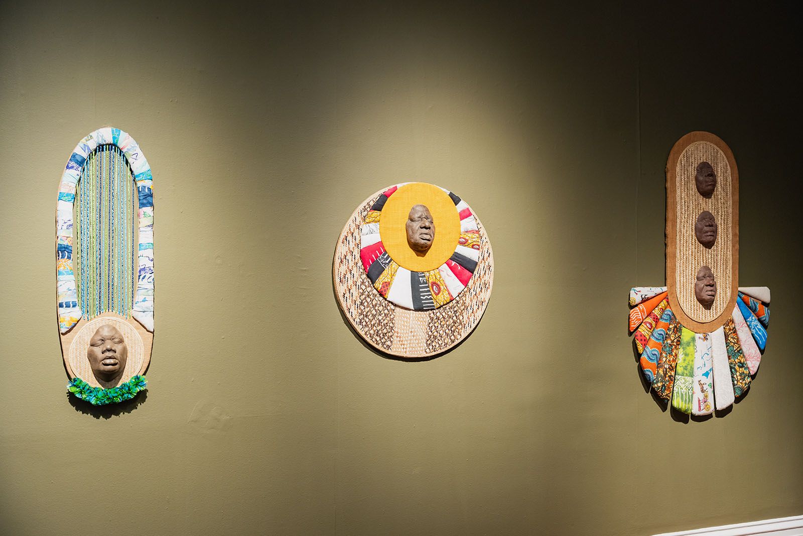 Installation view with works of Averia Wright, 2022. Mixed media assemblage, dimensions variable, 2022. Collection of the Artist. Courtesy of the National Art Gallery of The Bahamas