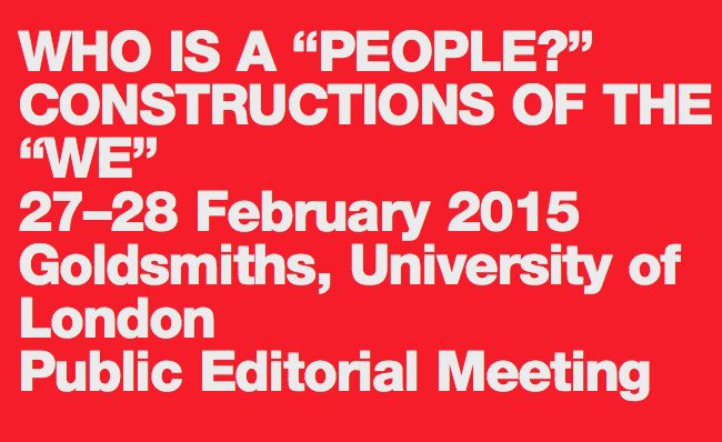 Who is a "People?" Constructions of the "We" - FORMER WEST Public Editorial Meeting