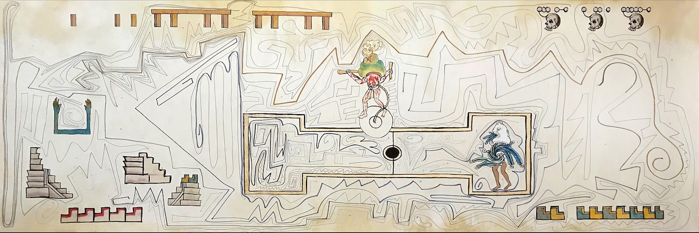 Guadalupe Maravilla, Requiem for my border crossing (Collaborative drawing between the undocumented) #12, 2018. Inkjet print with graphite pencil and ink, 30 × 90 in. (76.2 × 228.6 cm). Collection of the artist. Courtesy of the Whitney Museum of American Art, New York.