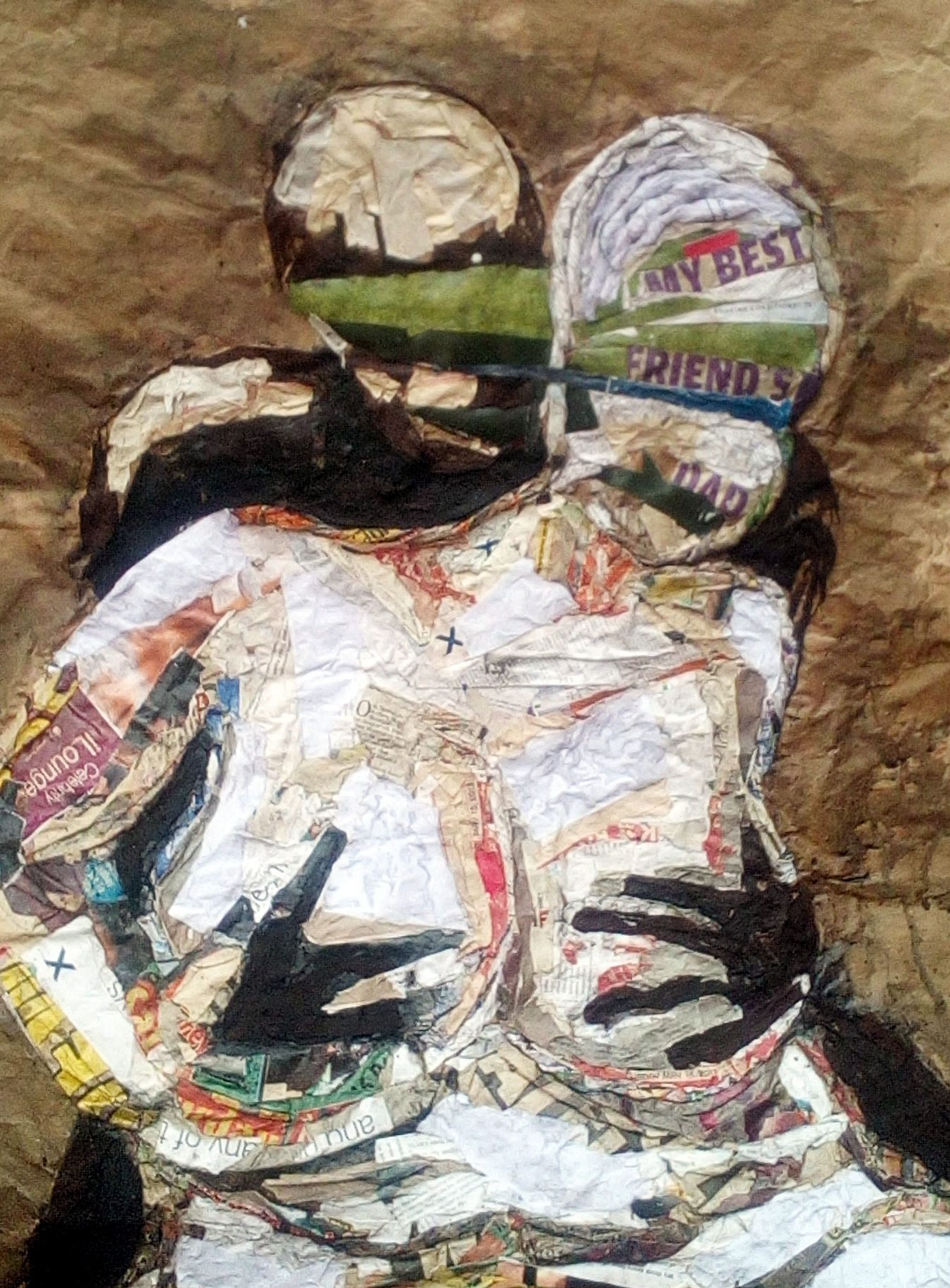 Sheila Natikende, Bandaged Conscience, 2016. Waste paper/collage, (Eroticism & Intimacy II at the FNB J'oburg Art fair). Courtesy of the artist