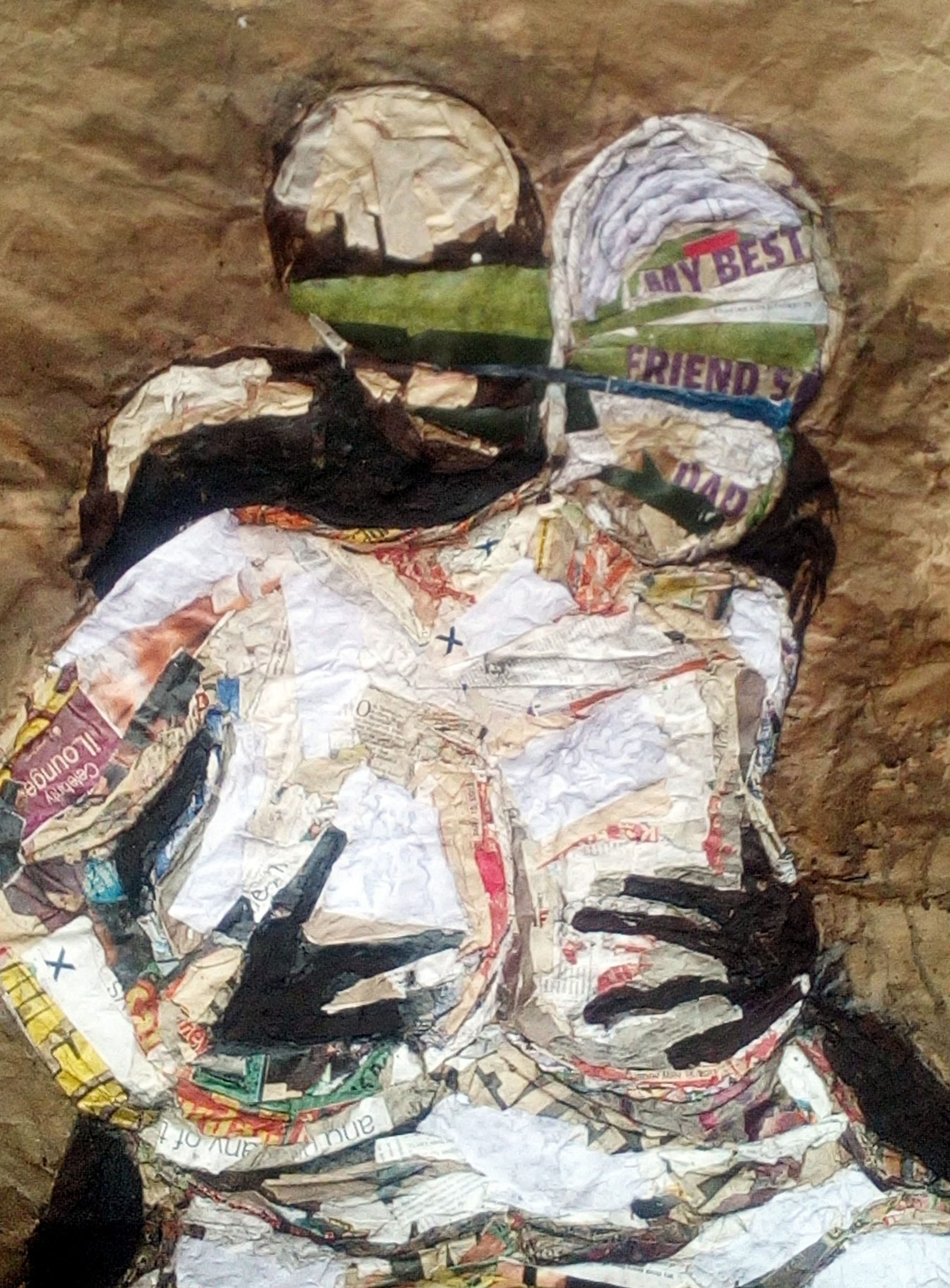 Sheila Natikende, Bandaged Conscience, 2016. Waste paper/collage, (Eroticism & Intimacy II at the FNB J'oburg Art fair). Courtesy of the artist