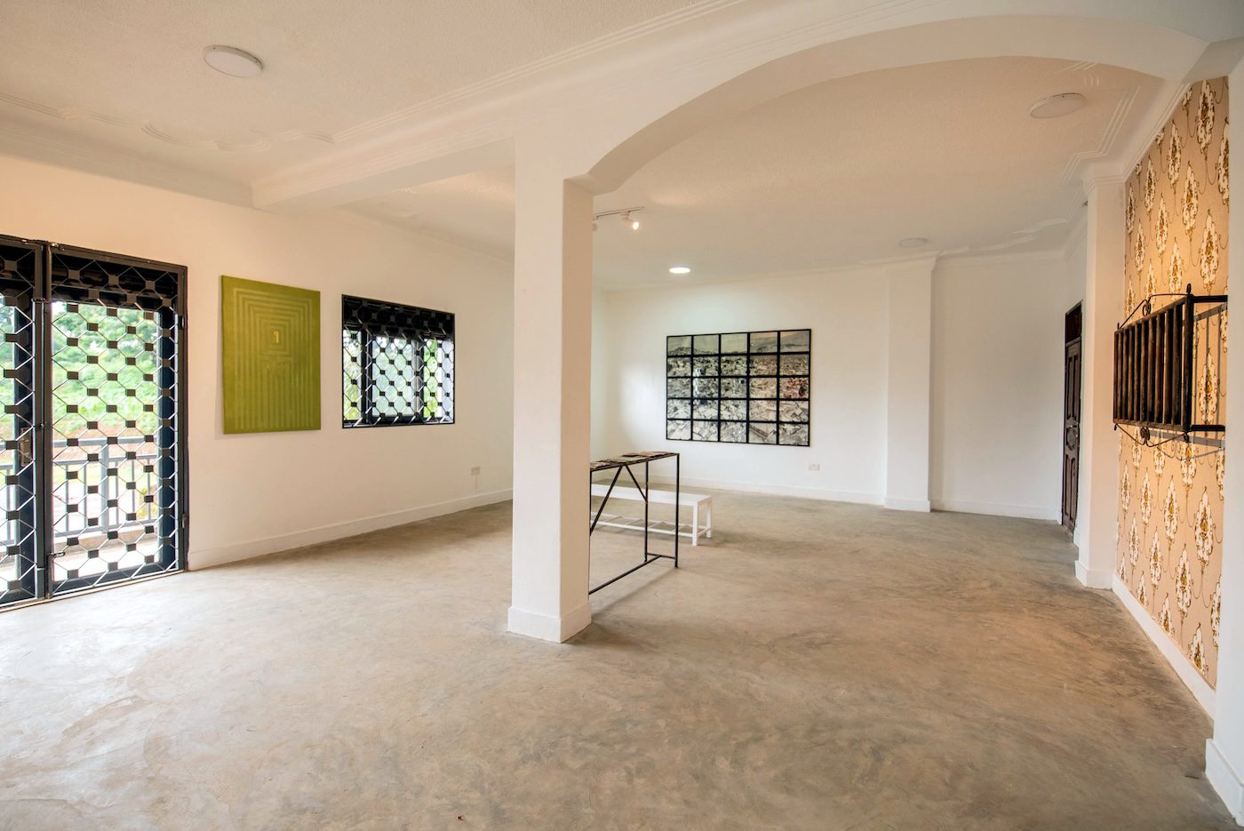 Dan ‘Ngaara’ Ngalamulume, Aloka Trevor and Hassan Issah at Silent Invasions: The Art of Material Hacking. Photo: Atiko Anthony