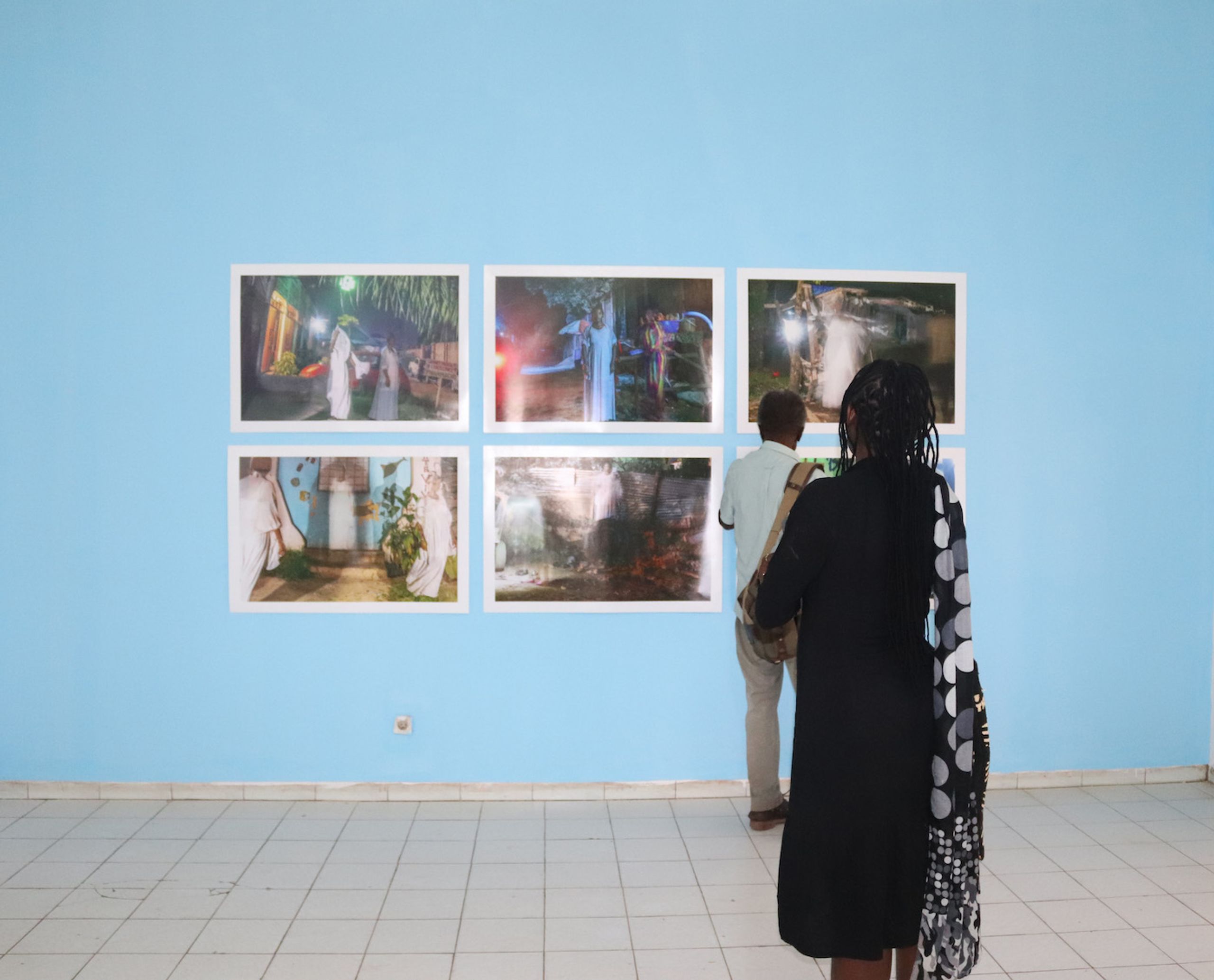 Installation shot of Untitled Series, 2021, Inkjet Colour Prints by Botembe Moseka Maite. Photo by Annie-Marie Akussah