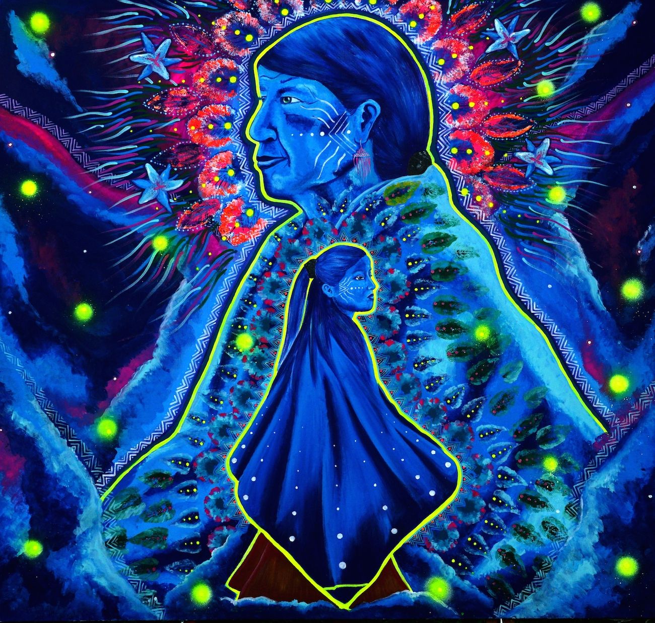 Eli M. Muchachasoy Chindoy, bëtsësananëg tmojëbseboshjon (Ancestral Heritage). Acrylic on canvas. Courtesy of the artist.