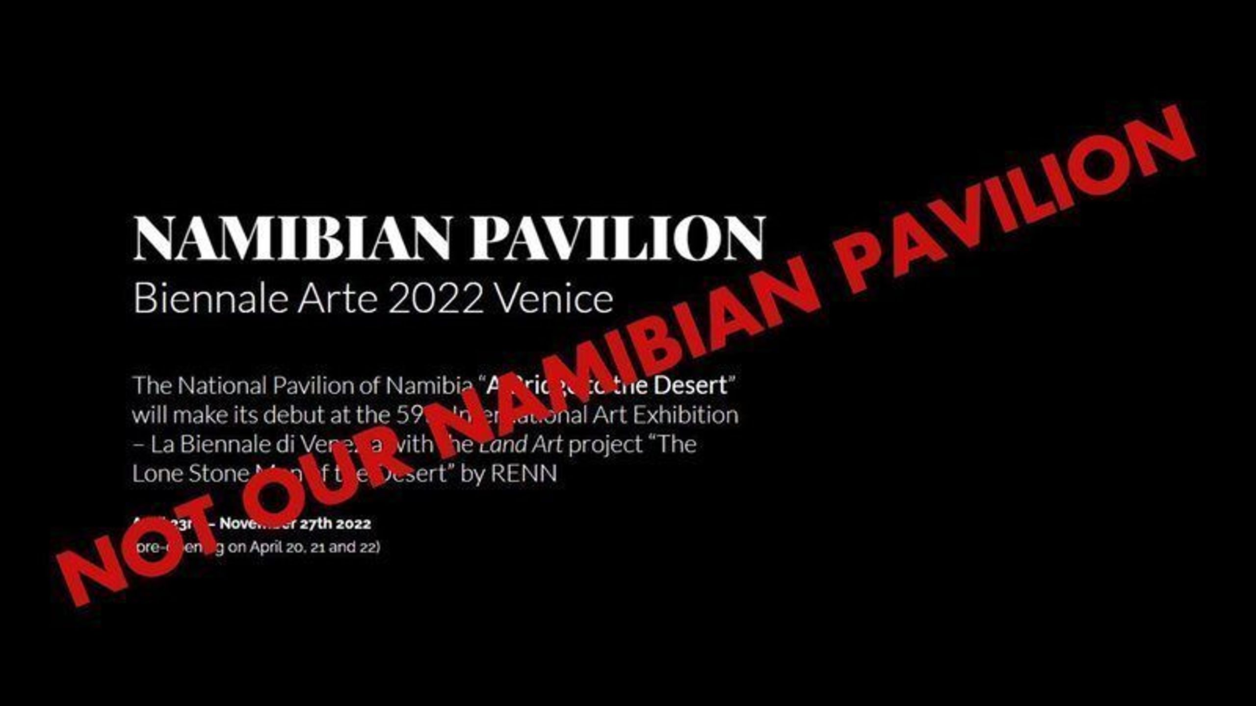 Concerned Members of the Namibian Arts Community: It is a One-dimensional Problematic Pavilion - Contemporary And