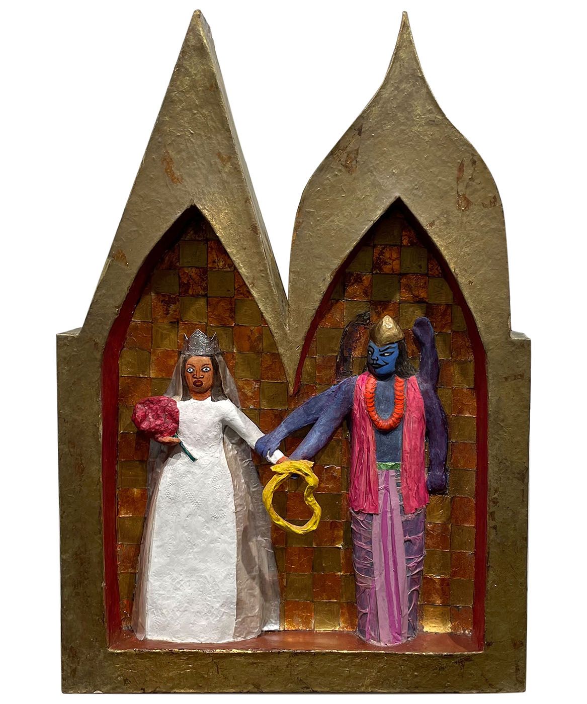 Wendy Nanan, “Idyllic Marriage”, 1990. Papier- mache, oil paint, 21 x 17 x 6 Inches. Courtesy of Ford Foundation Gallery.