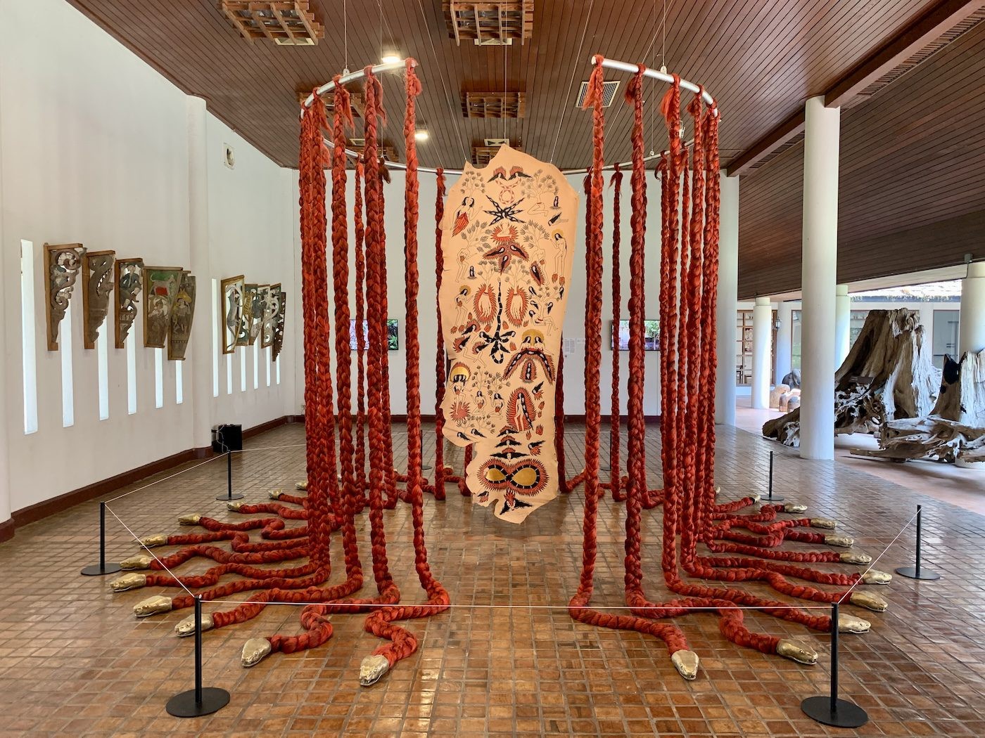 Citra Sasmita, Timur Merah Project X: Theater in the Land of the God and Beast, 2023. This artwork revolves around a story of Goddess Kadru, who gives birth to a thousand nagas or snakes. Photo C&.