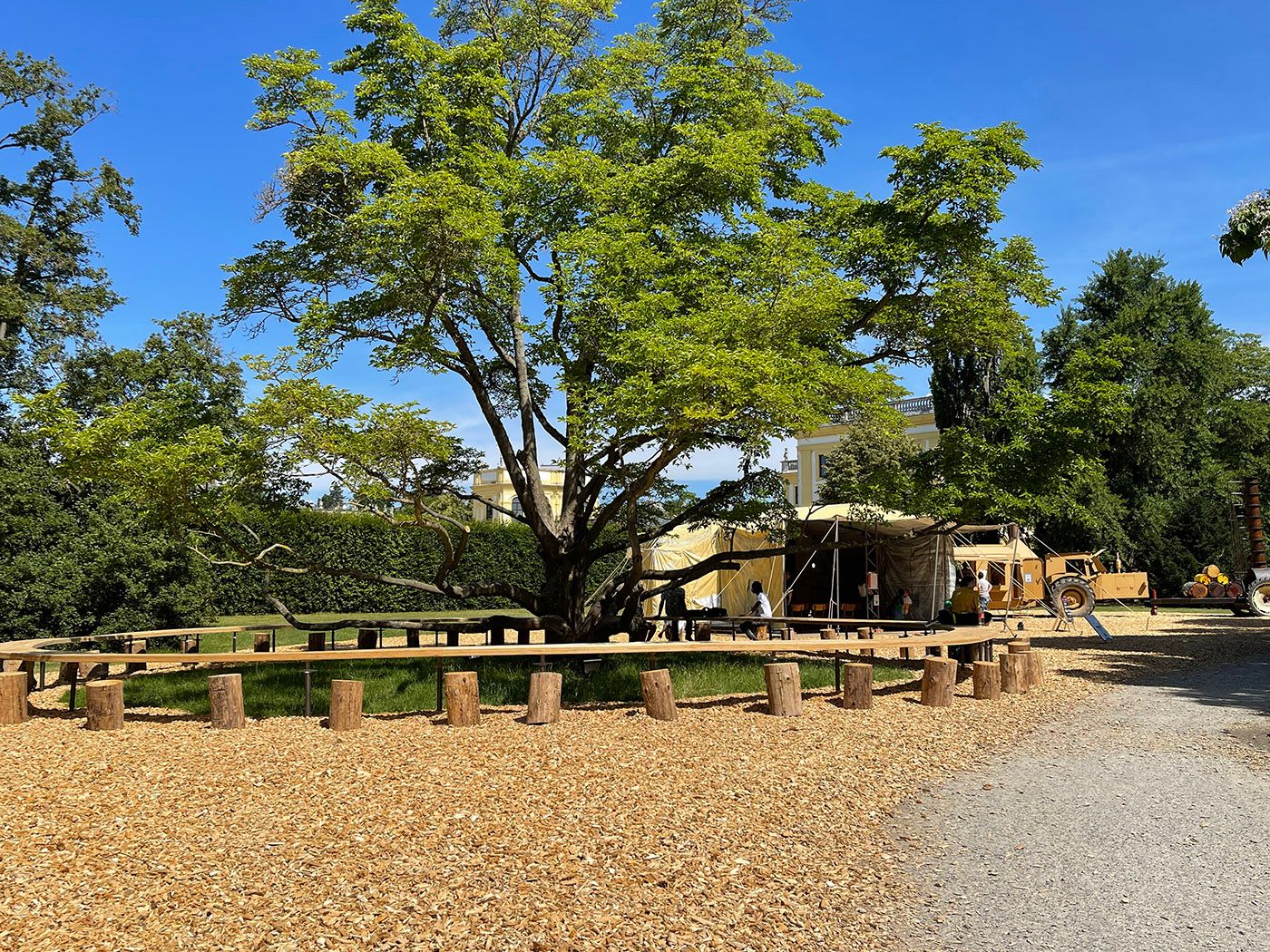 MAMA Doc Space created in collaboration with Más Arte Más Acción and Atelier Van Lieshout in Karlsaue Park, at documenta15 in Kassel. Photo: C&amp;AL