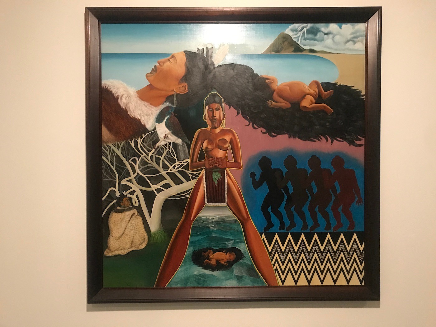 Robyn Kahukiwa, Taranga 1982. Installation view at Sharjah Biennial 15. Photo: C&.