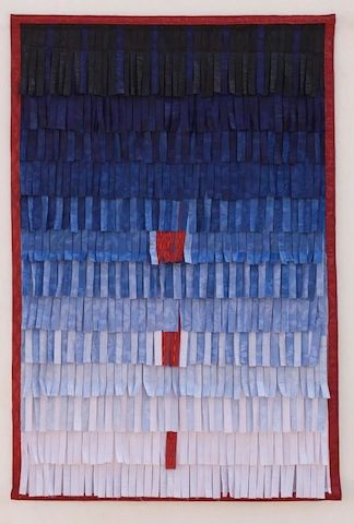 Composition: No.16 (Bleu Rouge) 2014. Textile 206x136 cm © Abdoulaye Konaté