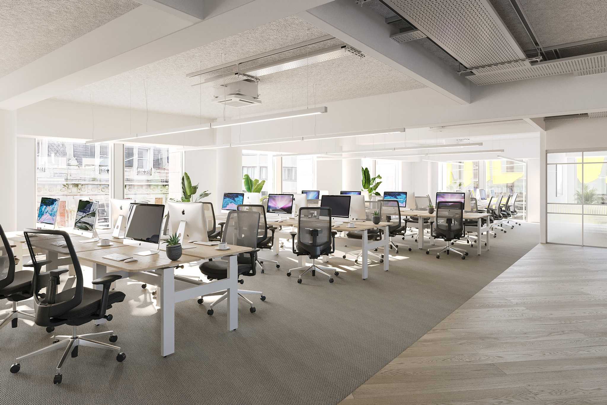 A large, open plan office space at Fora Oxford Street.