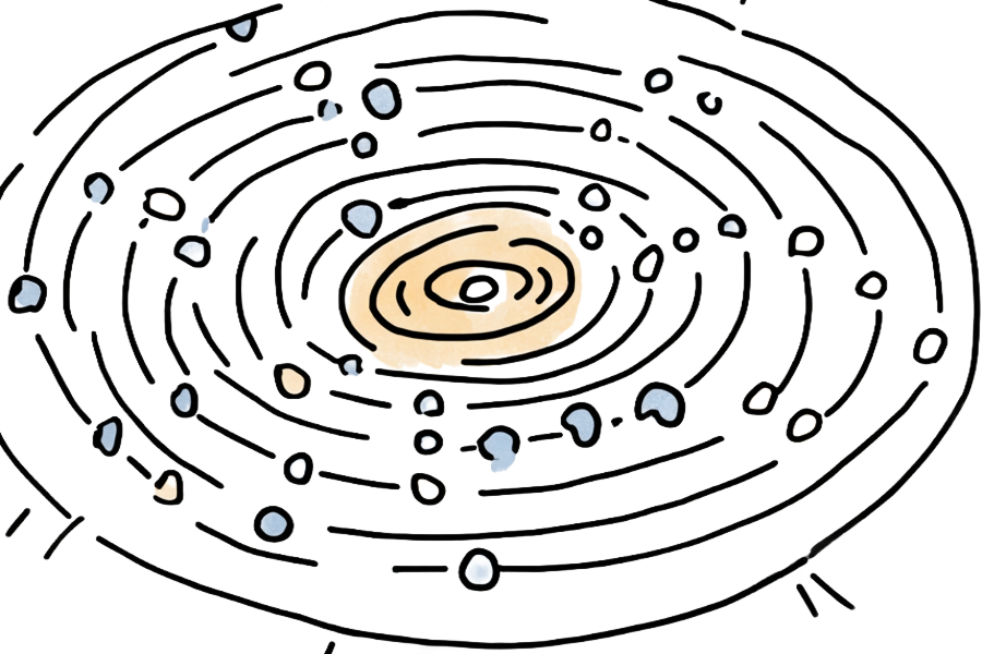 Sketch if Indigenous art with circular formations