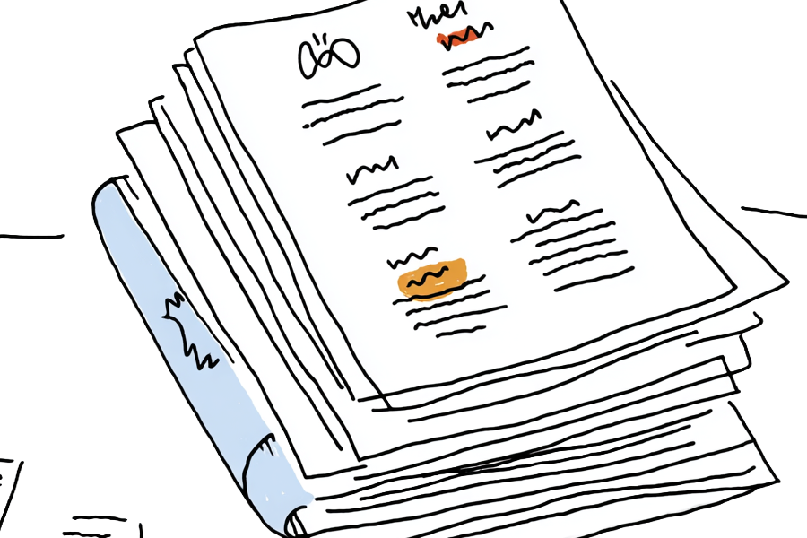Stack of papers with a checklist