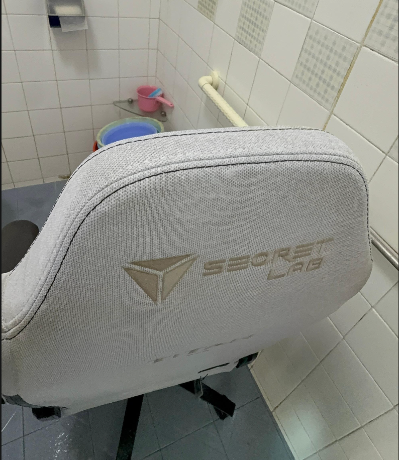 back of secretlab chair cleaned